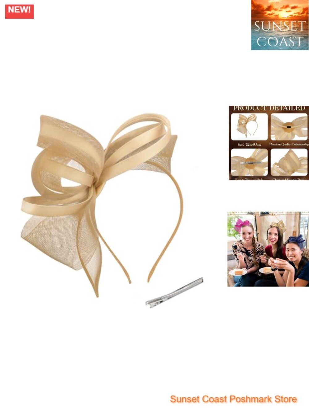 Fascinator Hat with Headband and Clip for Derby Tea Party